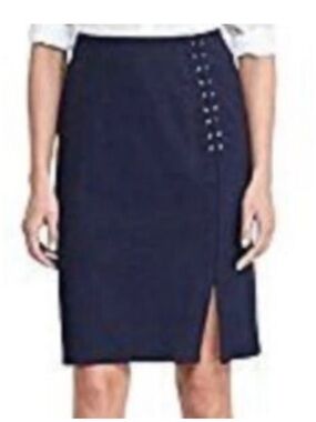 Lauren Ralph Lauren navy pencil Skirt with lacing detail, XL